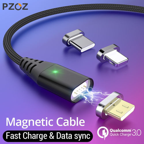 PZOZ 1M 2M Magnetic Cable Micro usb Type C Fast Charging Microusb Type-C Magnet Charger Wire usb c For iphone 11 X Xr usb cable