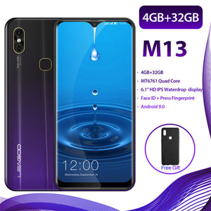 LEAGOO M13 4GB RAM 32GB ROM Mobile Phone Android 9.0 6.1" Waterdrop Screen MTK6761 Quad Core Fingerprint Face ID 4G Smartphone