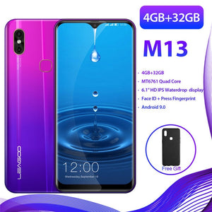 LEAGOO M13 4GB RAM 32GB ROM Mobile Phone Android 9.0 6.1" Waterdrop Screen MTK6761 Quad Core Fingerprint Face ID 4G Smartphone