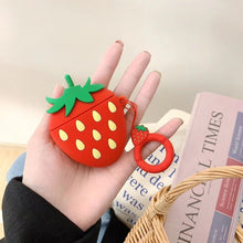 Load image into Gallery viewer, For Apple AirPods 2 Earphone Case 3D Fruit Peach Strawberry Avocado Cartoon Silicone Protect  Accessories with Finger Ring Strap